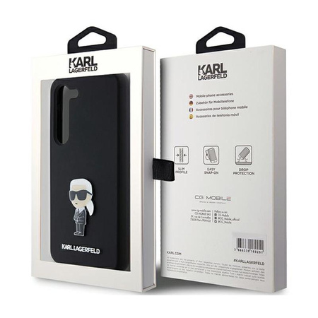 Karl Lagerfeld szilikon Ikonik fém kitűző - Samsung Galaxy S24+ tok (fekete)