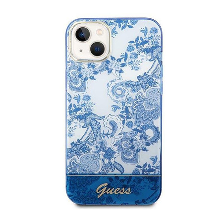 Guess Porcelain Collection - pouzdro pro iPhone 14 Plus (modré)