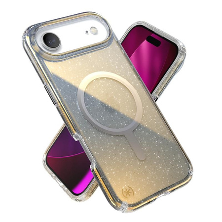 Speck Presidio Lux MagSafe - iPhone Air Case (Hyper Mirror Glitter / Silver Metallic)