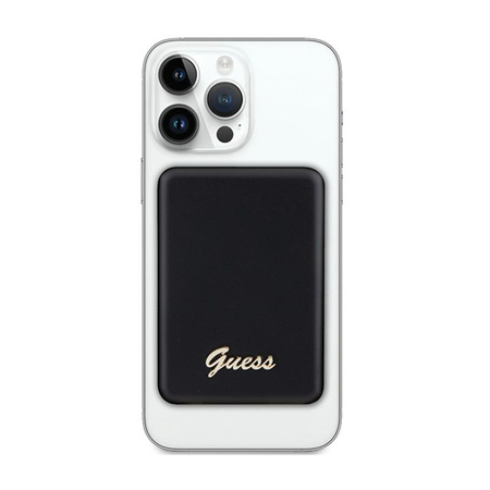 Guess Metal Script Logo MagSafe - 3.000 mAh 5W MagSafe Induktions-Powerbank (schwarz)