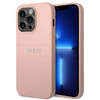 Guess Saffiano Metal Logo Stripes - Coque iPhone 14 Pro (rose)
