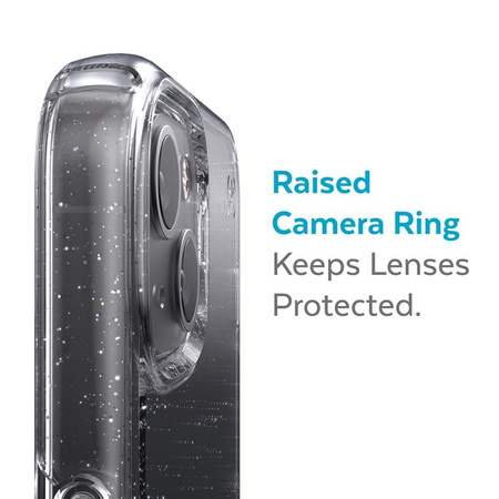Speck Presidio Perfect-Clear with Glitter - iPhone 13 Case with MICROBAN Coating (Clear/Platinum Glitter)