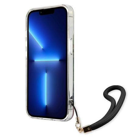 Guess Flower Cord - pouzdro se šňůrkou na iPhone 13 Pro Max (modré)