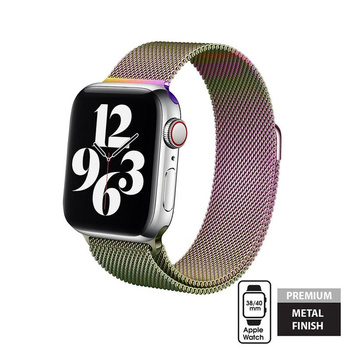 Crong Milano Steel - Řemínek z nerezové oceli pro Apple Watch 38/40/41 mm (duhový)