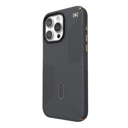 Speck Presidio2 Grip ClickLock & MagSafe - Coque pour iPhone 15 Pro Max (Gris anthracite / Bronze froid)