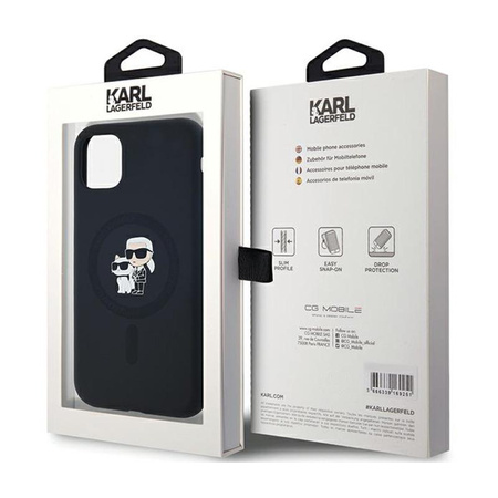 Karl Lagerfeld Silikonové pouzdro Karl & Choupette MagSafe - iPhone 11 (černé)