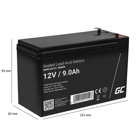 Green Cell - AGM VRLA 12V 9Ah wartungsfreie Batterie für UPS