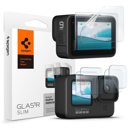 Spigen Glas.TR Slim + Film 2-Set - Glas- und Filmset für GoPro Hero 12 / 11 / 10 / 9 (2 Sets)