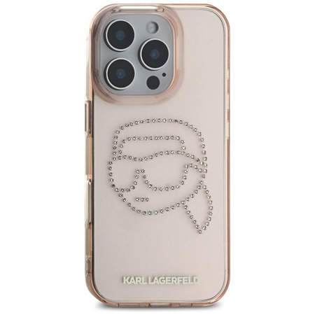 Karl Lagerfeld IML Rhinestones Karl Head - Coque pour iPhone 16 Pro (rose)