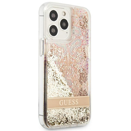 Guess Liquid Glitter Paisley - Coque iPhone 13 Pro (Or)