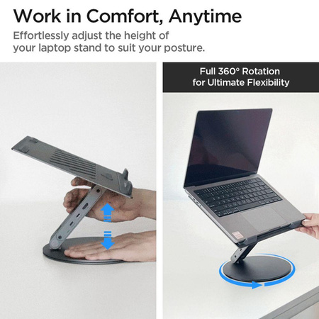 Spigen LD204H Laptop Stand Hub – Laptop-Ständer mit 6-in-1-Hub (Space Grey)