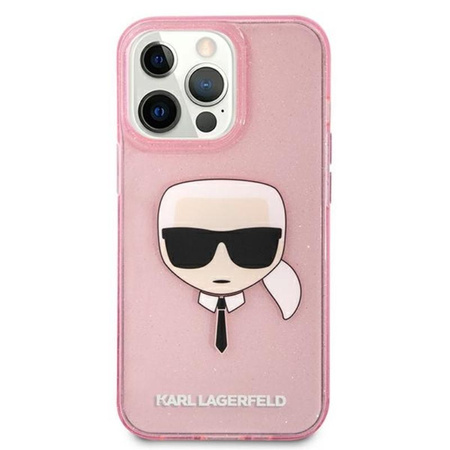 Karl Lagerfeld Karl's Head Glitter - iPhone 13 Pro Case (pink)
