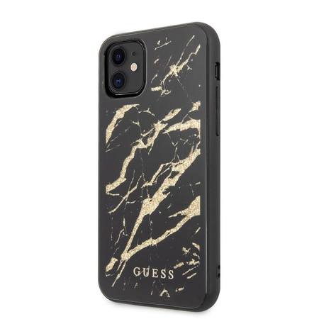Guess Marble Glass Gold Glitter - pouzdro pro iPhone 11 (černé)