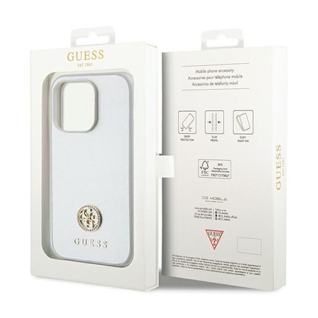 Guess 4G Strass Metal Logo - iPhone 15 Pro Case (silver)