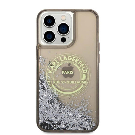 Karl Lagerfeld Liquid Glitter Round RSG Logo Case - iPhone 14 Pro Max tok (fekete)