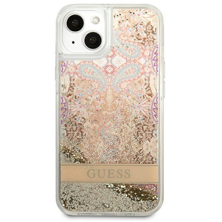 Guess Liquid Glitter Paisley - étui pour iPhone 13 mini (or)