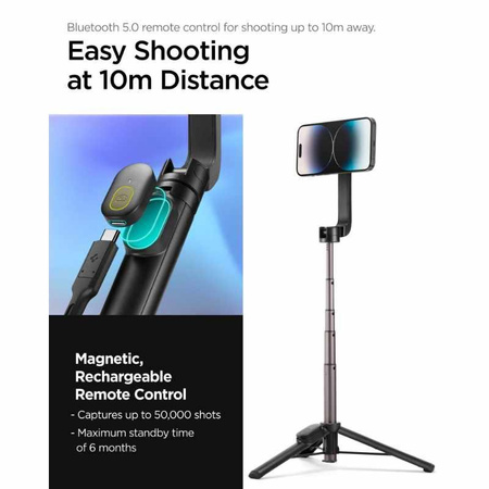 Spigen S570W MagSafe Bluetooth Selfie Stick Tripod - Smartphone tripod / selfie stick holder (Black)