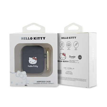 Hello Kitty szilikon 3D Kitty Head - AirPods 1/2 gen tok (fekete)