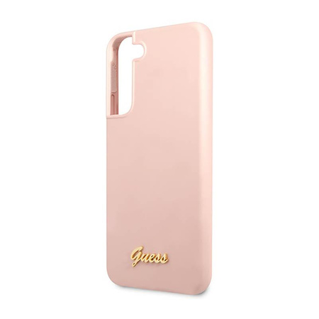 Guess Silicone Script Metal Logo - Etui Samsung Galaxy S23 (różowy)