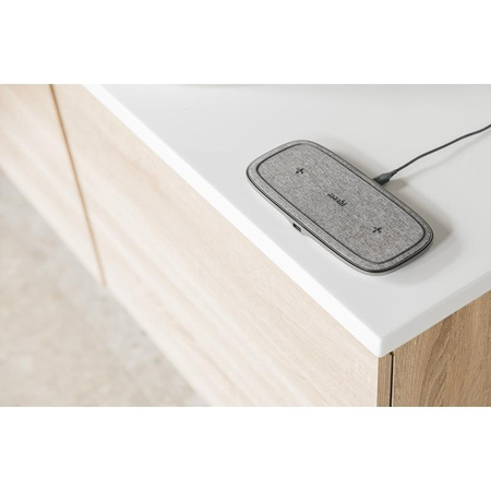 Moshi Sette Q - Duales drahtloses induktives Qi-Ladegerät für iPhone und Android (Nordisches Grau)