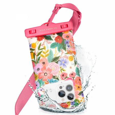 Rifle Paper Waterproof Floating Pouch - Waterproof case for smartphones up to 6.7" (Garden Party Blush)