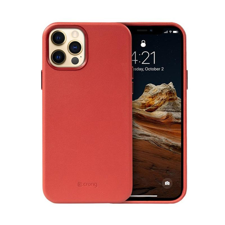 Crong Essential Cover - Ledertasche für iPhone 12 Pro Max (rot)