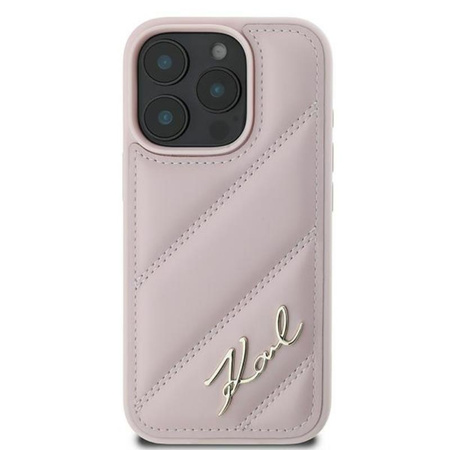Karl Lagerfeld Quilted Signature - Hülle für iPhone 16 Pro Max (rosa)