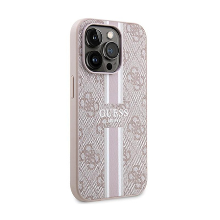 Guess 4G Printed Stripes MagSafe - iPhone 15 Pro Tasche (rosa)