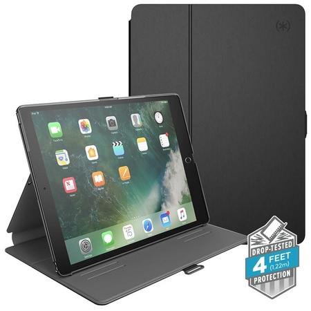 Speck Balance Folio - Hülle für iPad Air / Pro 10.5" mit Magnet und Standfuß (Schwarz/Schiefergrau)
