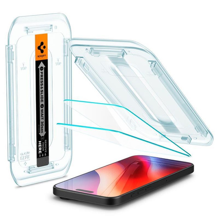 SPIGEN GLAS EDZETT ÜVEG.TR "EZ FIT" 2 CSOMAG IPHONE 16 PRO ÁTLÁTSZÓ