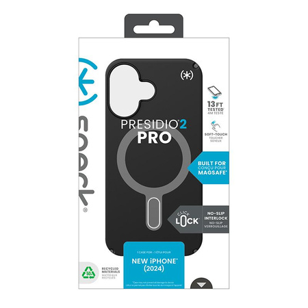 Speck Presidio2 Pro ClickLock & MagSafe - Coque pour iPhone 16 (Noir / Gris ardoise / Blanc)