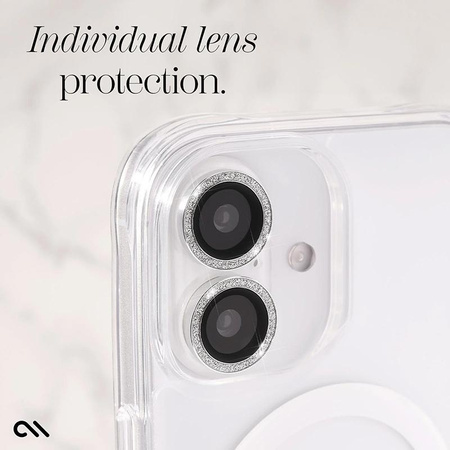 Case-Mate Aluminum Ring Lens Protector - Verre de protection pour l'objectif de l'appareil photo de l'iPhone 16 / iPhone 16 Plus (Twinkle)