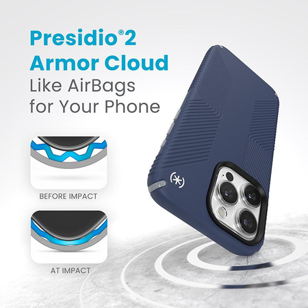 Speck Presidio2 Grip - Etui iPhone 15 Pro Max (Coastal Blue / Dust Grey / White)
