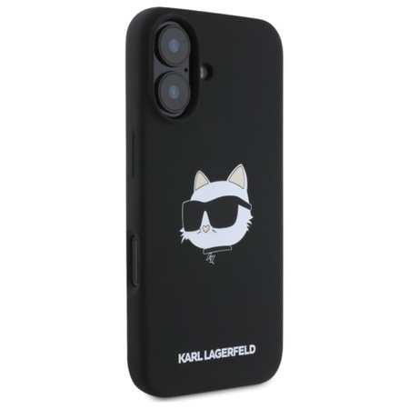 Karl Lagerfeld Silikon Choupette Kopf drucken MagSafe - iPhone 16 Fall (schwarz)