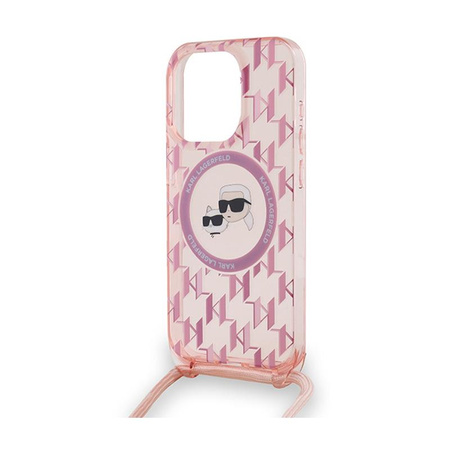 Karl Lagerfeld IML Crossbody Monogram Karl & Choupette Head MagSafe - iPhone 15 Pro tok (rózsaszín)
