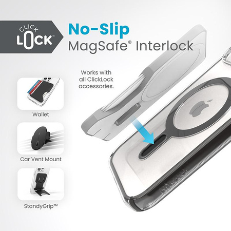 Speck Presidio Perfect-Clear ClickLock & MagSafe - pouzdro iPhone 16e / iPhone 15 / iPhone 14 / iPhone 13 (čiré / matně černé / břidlicově šedé)