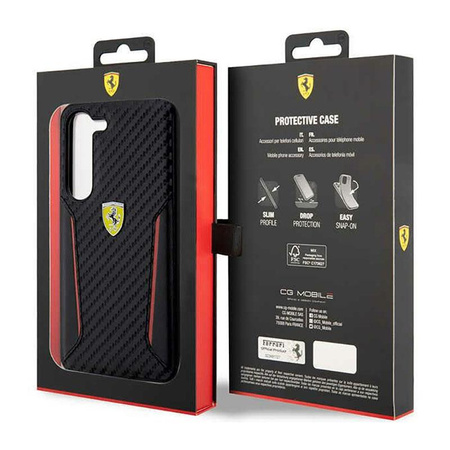 Ferrari Carbon Contrast Edges - pouzdro pro Samsung Galaxy S23+ (černé)