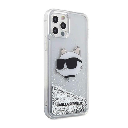 Karl Lagerfeld Liquid Glitter NFT Choupette Head - Coque iPhone 12 / iPhone 12 Pro (argent)