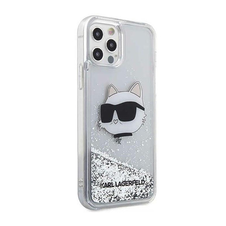 Karl Lagerfeld Liquid Glitter NFT Choupette Head - Case for iPhone 12 / iPhone 12 Pro (Silver)