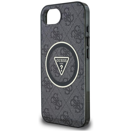 Guess IML Metal Glitter 4G Circle Triangle MagSafe - Hülle für iPhone 16e (schwarz)
