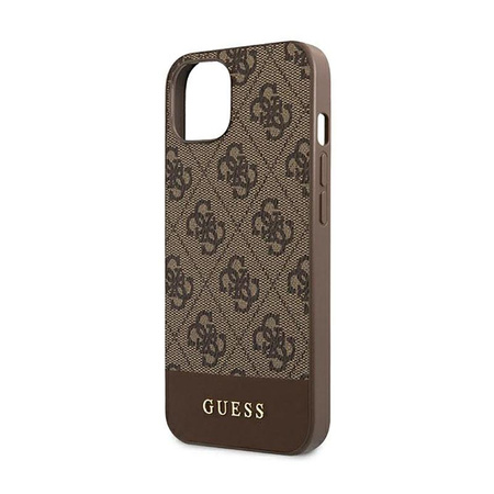 Guess 4G Bottom Stripe Collection - Coque pour iPhone 13 (marron)