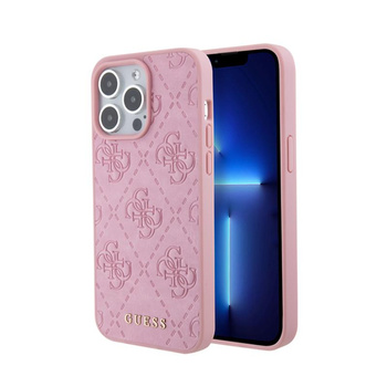 Guess Leather 4G Stamped - iPhone 15 Pro Case (pink)