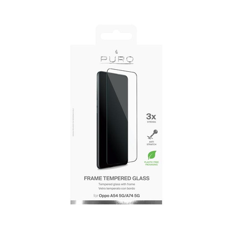 PURO Frame Tempered Glass - Oppo A54 5G / A74 5G Bildschirmschutzglas (schwarzer Rahmen)