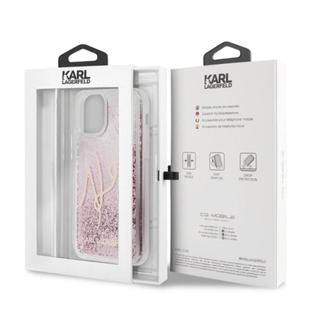 Karl Lagerfeld Signature Glitter Case - iPhone 11 tok (rózsaarany)