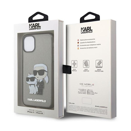 Karl Lagerfeld IML Glitter Karl & Choupette - iPhone 11 Tasche (schwarz)