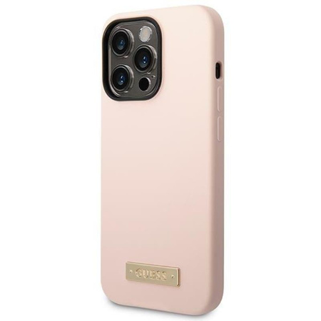 Guess Silicone Logo Plate MagSafe - iPhone 14 Pro Max Case (pink)