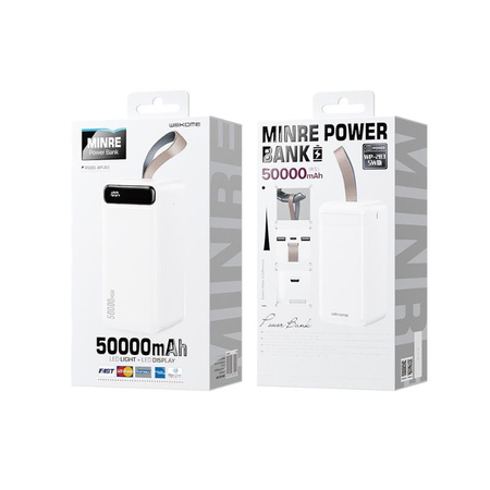 WEKOME WP-283 Minre Series - Power banka 50000 mAh s rychlým nabíjením 2x USB-A 10W + LED svítilna (bílá)
