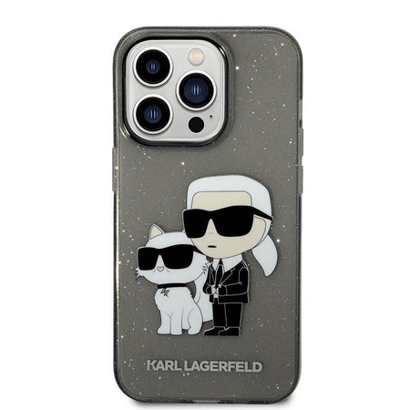 Karl Lagerfeld IML Glitter NFT Karl & Choupette - pouzdro pro iPhone 14 Pro Max (černé)