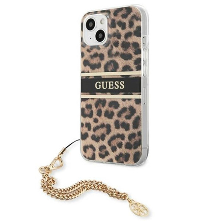 Guess Leopard Gold Chain - étui pour iPhone 13