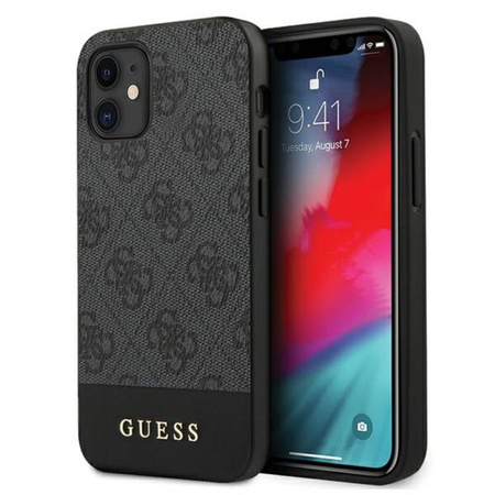 Guess 4G Bottom Stripe Kollektion - iPhone 12 mini Tasche (grau)